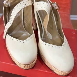Stuart Weitzman Cream Heeled Sandals